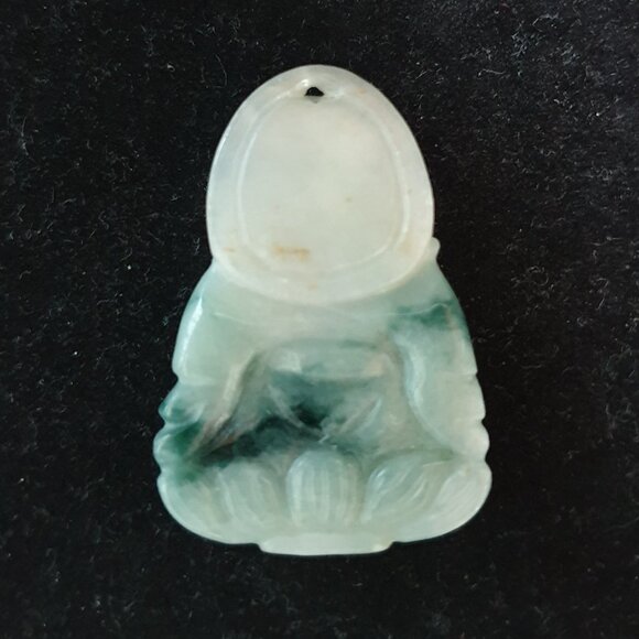 Vintage Natural Double-Sided Hand-Carved Jade Guan Yin Talisman Pendant - Picture 6 of 11
